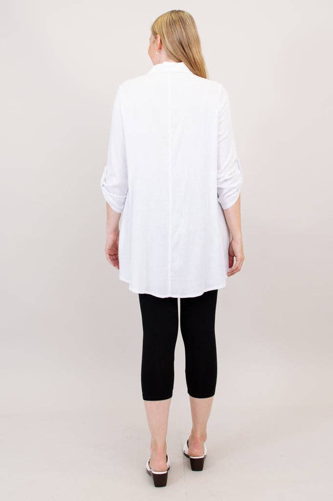 Celine Tunic, White, Linen Bamboo: 4X