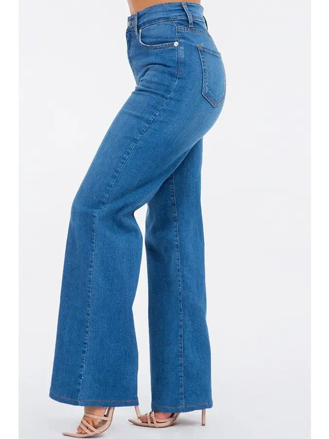 Wide Leg Jean in Medium Blue Denim