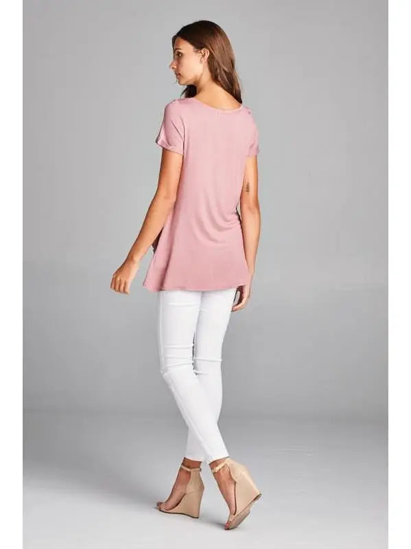 Solid Twist Tunic Top