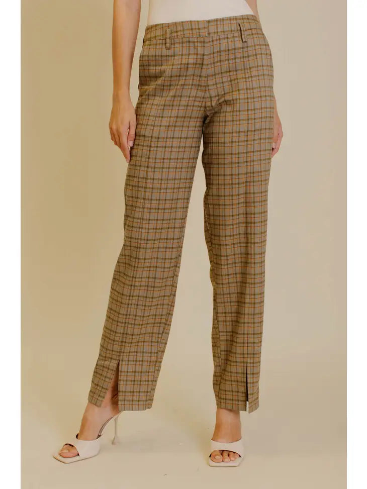 Mid- Rise Check Pant