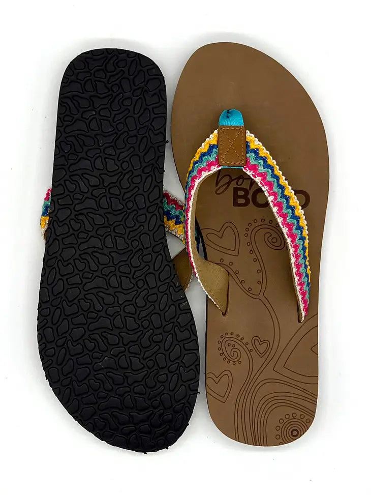 Boho Bold Woven Strap Flip Flops