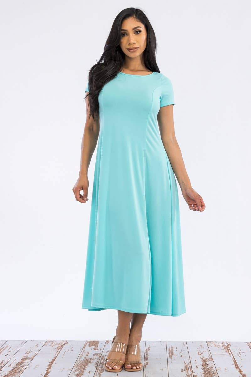 Cap Sleeve Maxi Dress: LIGHT GREEN