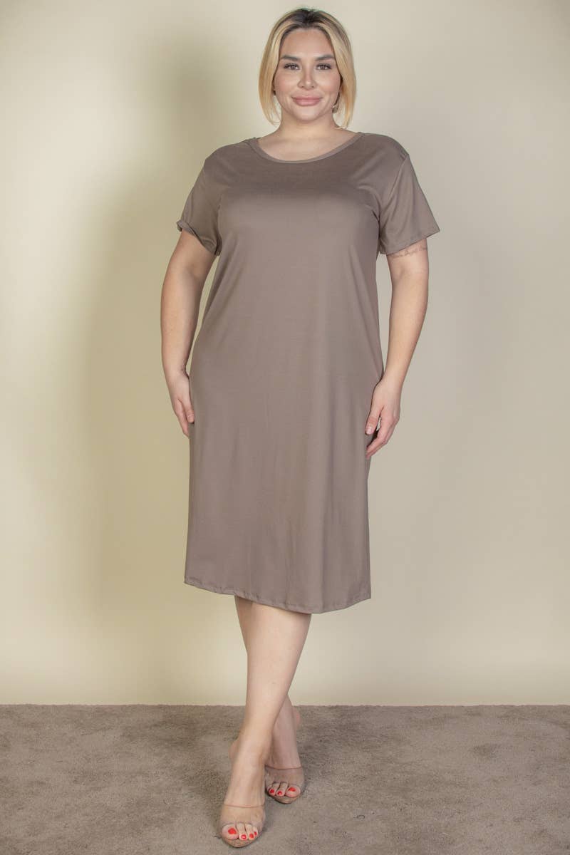 Plus Short Sleeve Lounge Dress: 3X / Olive Branch