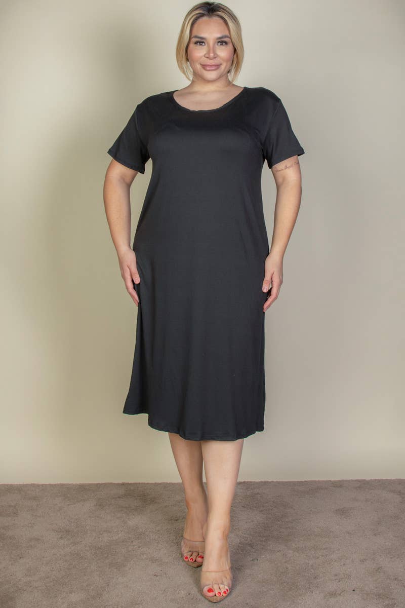 Plus Short Sleeve Lounge Dress: 3X / Polignac