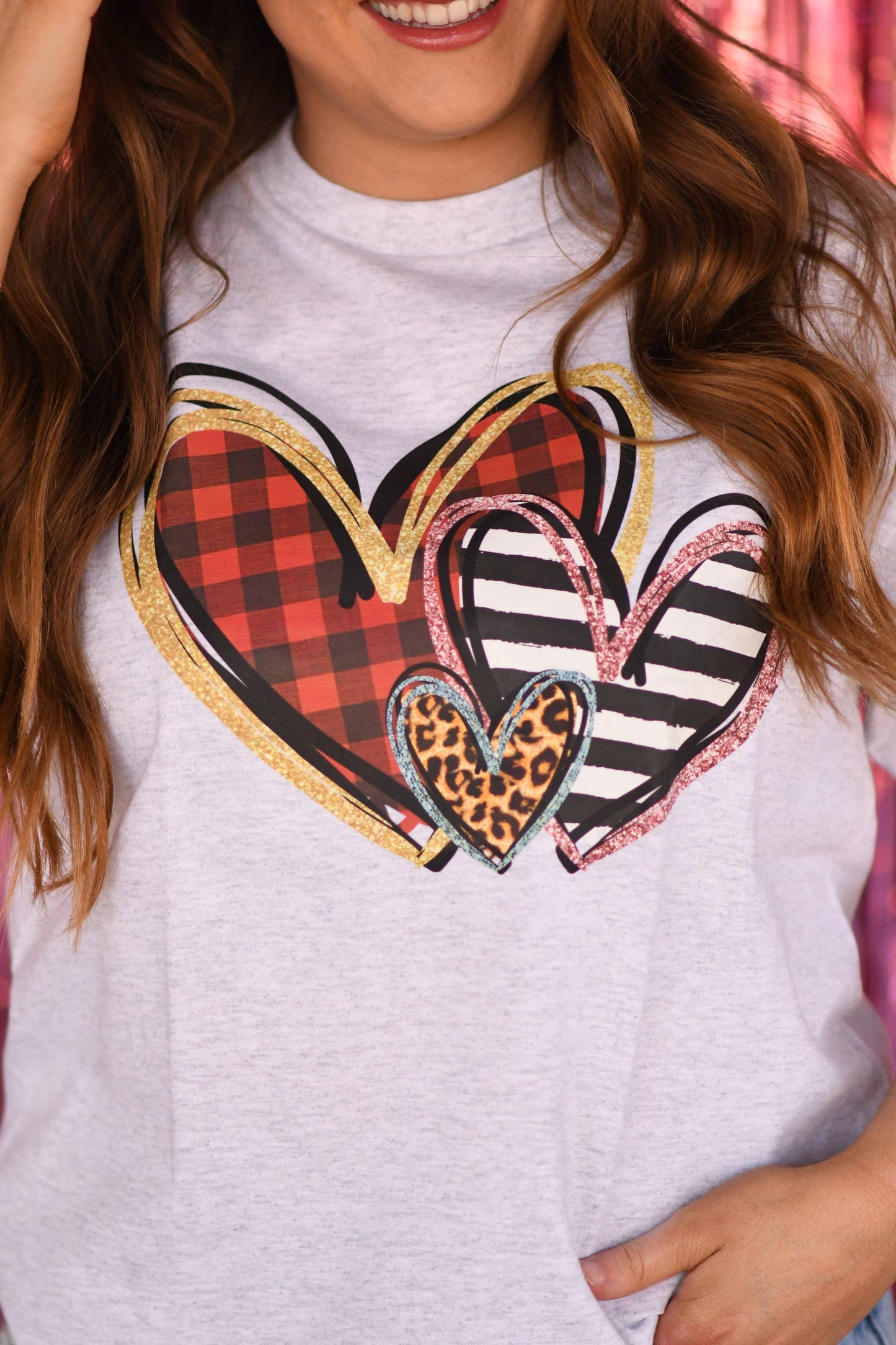 Love Hearts Tee: Ash/Small