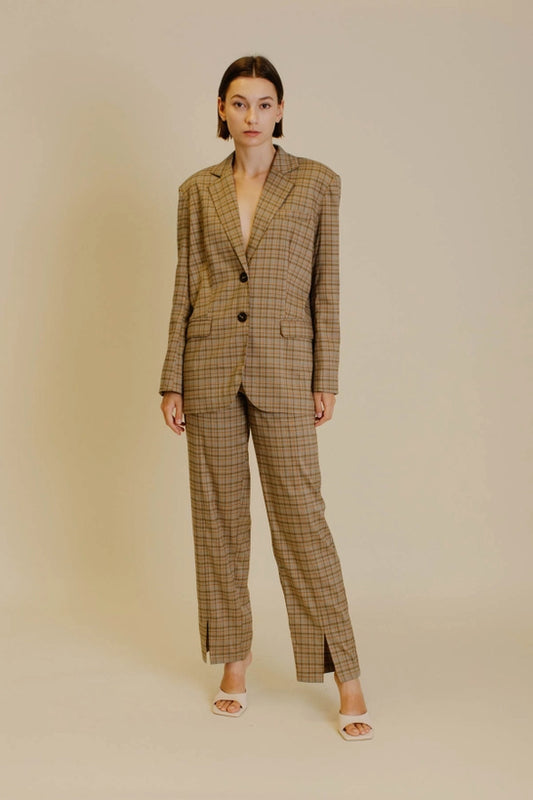 Mid- Rise Check Pant