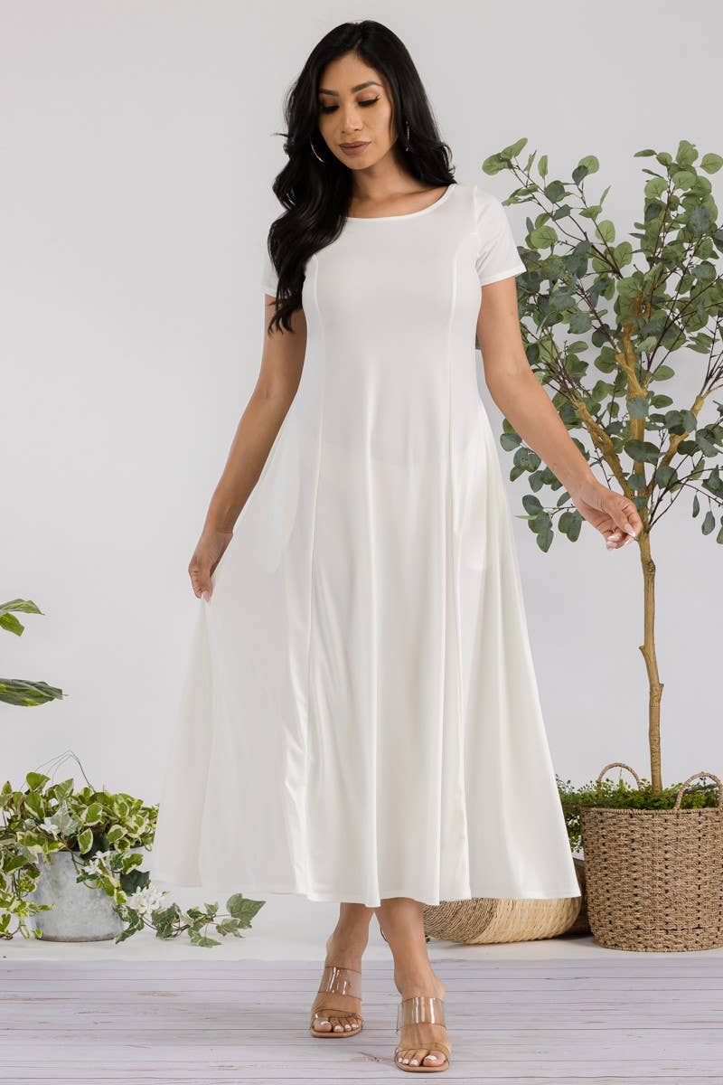 Cap Sleeve Maxi Dress: IVORY