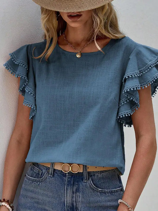 Blue Ruffled Top