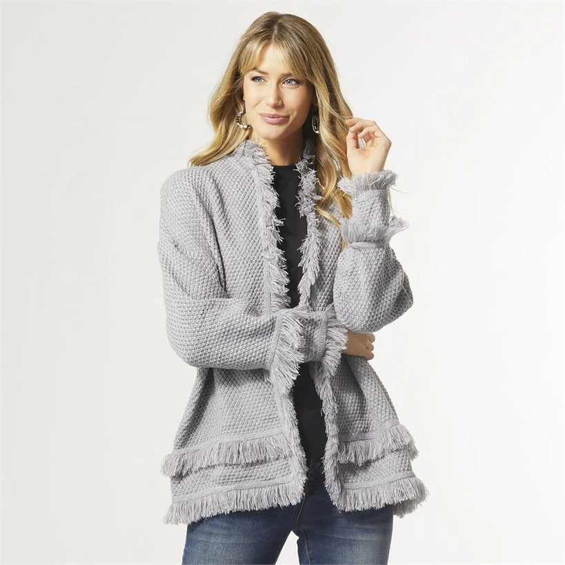 Cameron Textured Fringe Cardigan