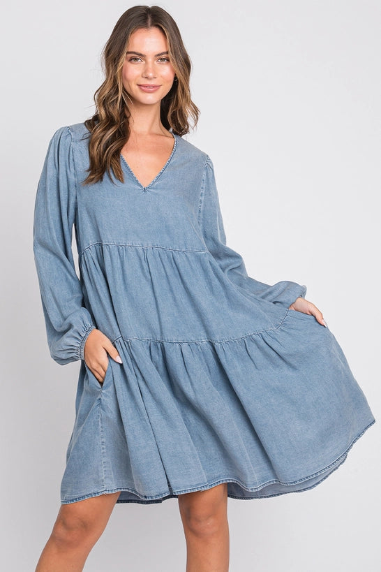 Denim Tiered Dress S