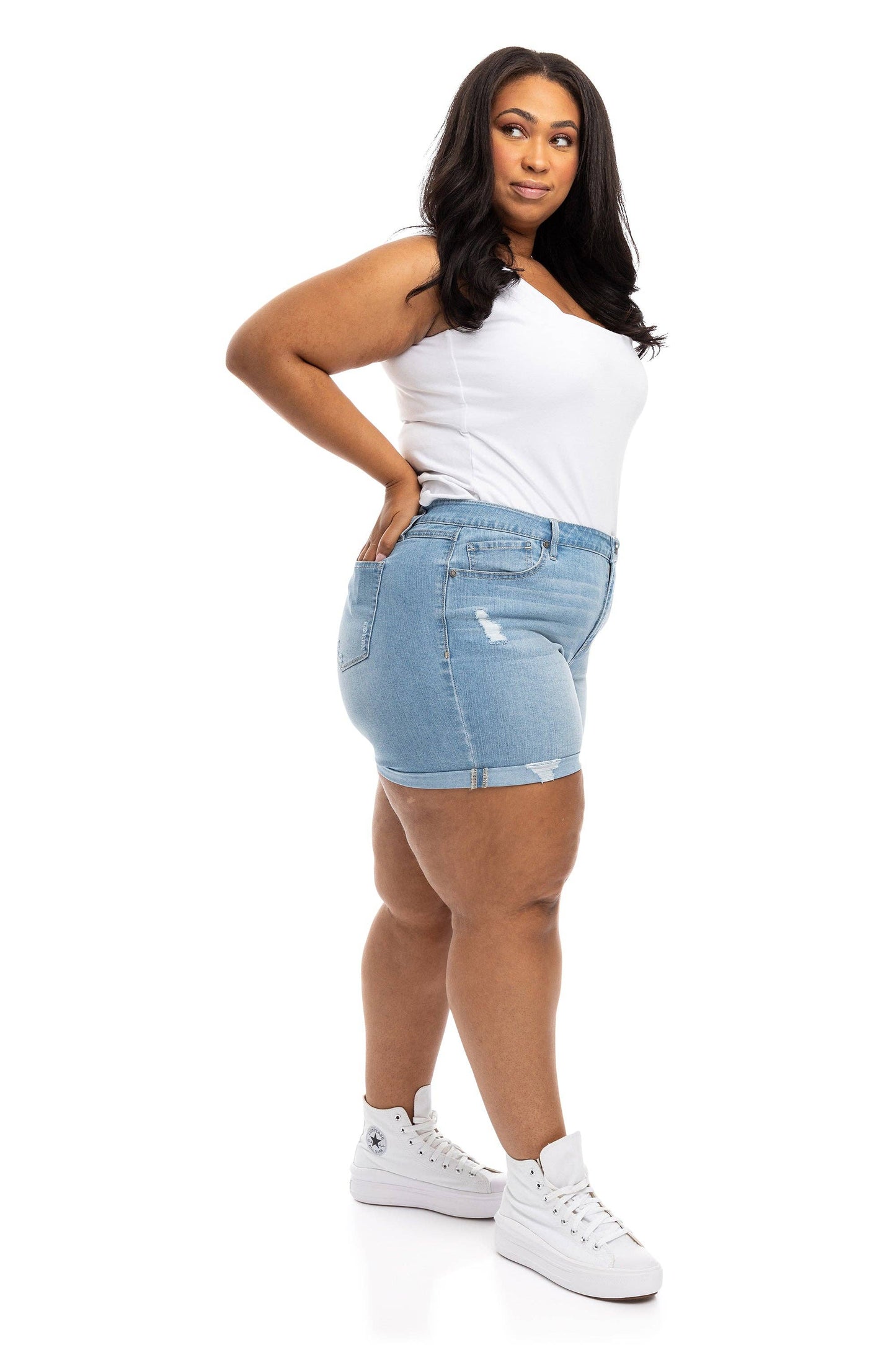 PLUS SIZE 5'' JEAN SHORT in Maya: