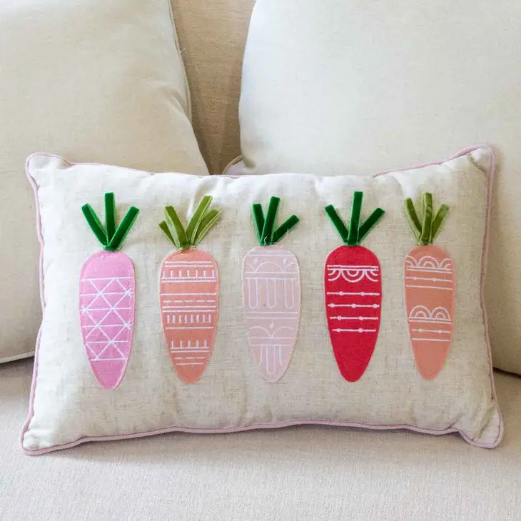 Carrot Pillow Oat/Pink/Green 13x20