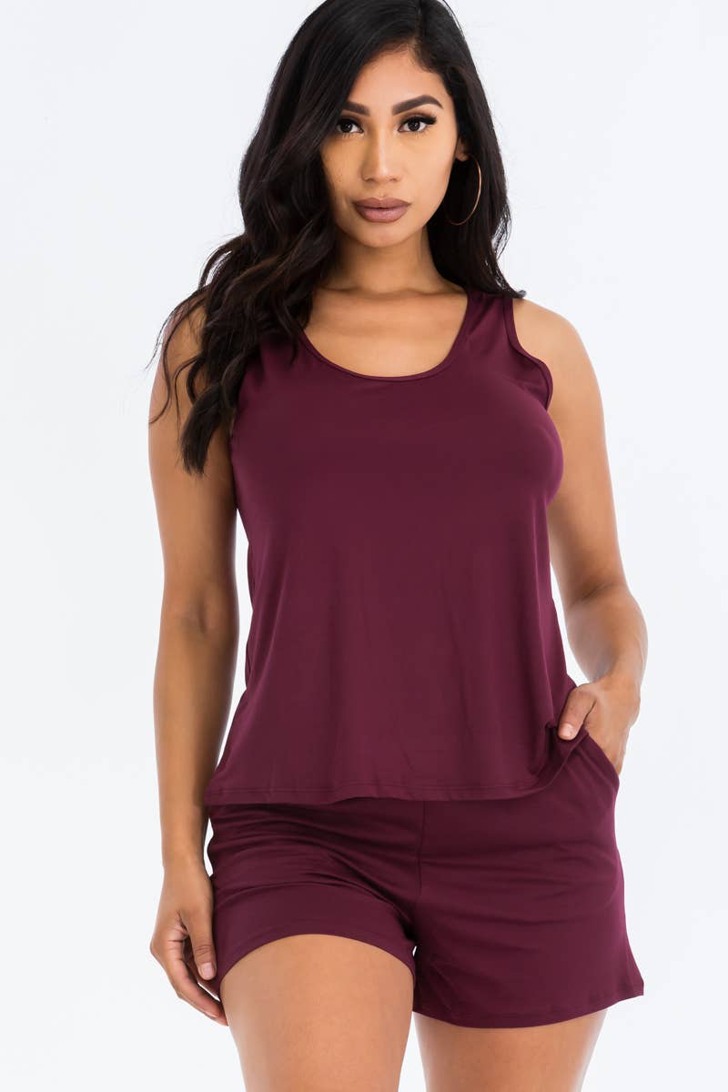 Comfy Tank Top & Shorts Set: Grape