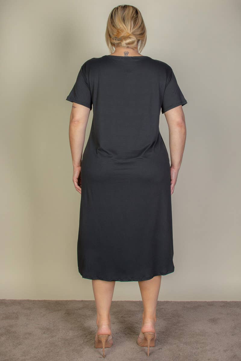 Plus Short Sleeve Lounge Dress: 3X / Polignac