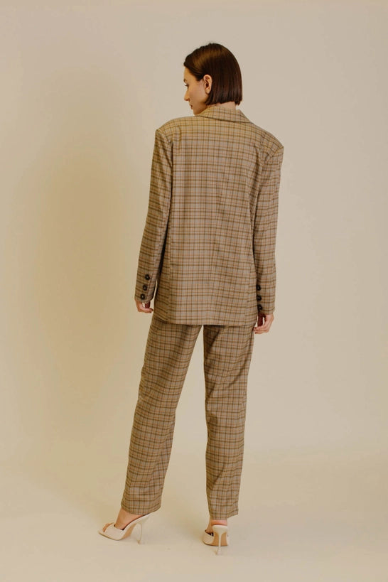 Mid- Rise Check Pant