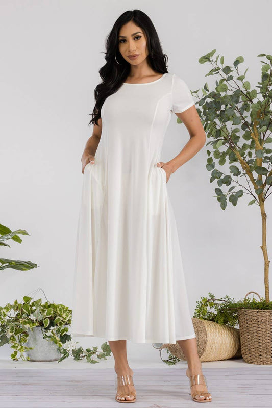 Cap Sleeve Maxi Dress: IVORY