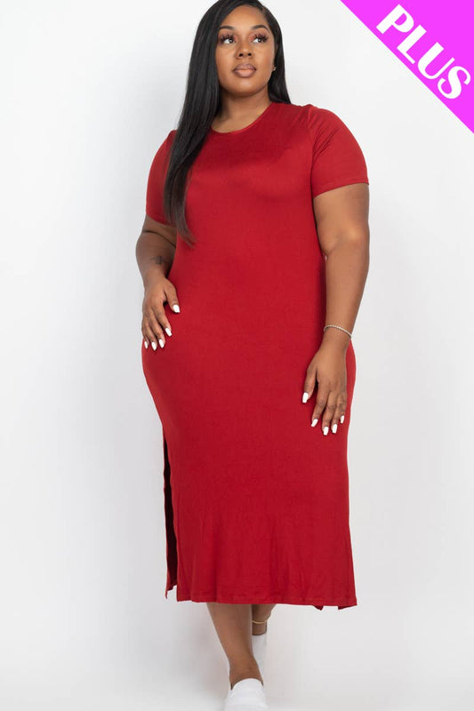 Plus Size Side Slit Comfy Dress