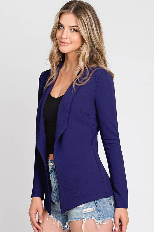 PLUS SIZE TAILORED WITH DRAPED BLAZER: NAVY