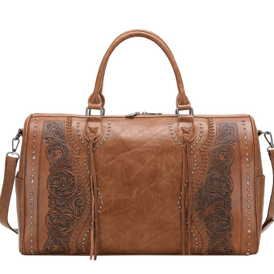 Trinity Ranch Vintage Floral Tooled Weekender Bag