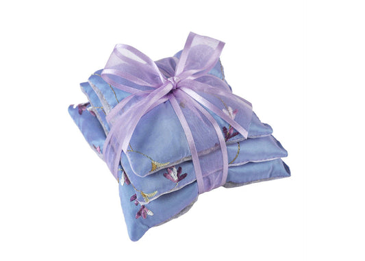 Sachet Trio 5" Square -  Lavender Embroidered