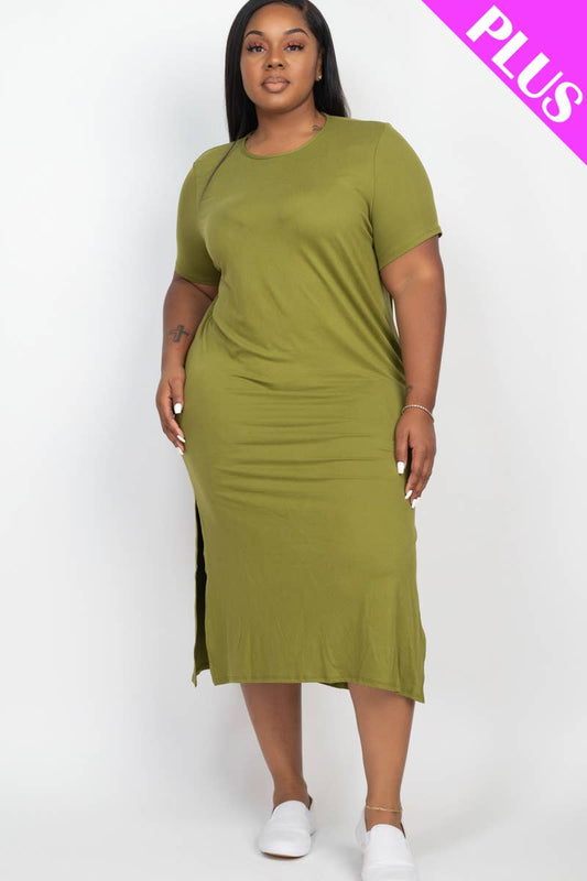 Plus Size Side Slit Comfy Dress