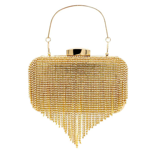 Rhinestone Fringe Evening Clutch Crossbody Bag