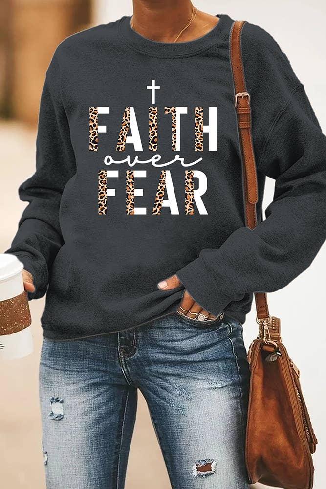 Faith Over Fear Half Print Sweatshirts Women