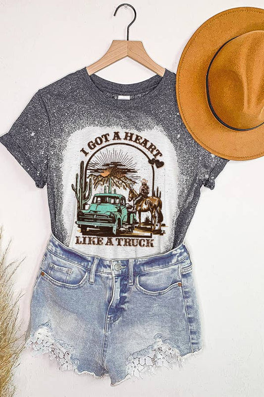 Heart Like A Truck Western Graphic Tee: L