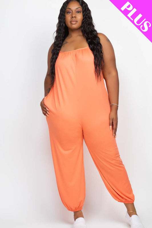 Plus Size Sleeveless Jogger Jumpsuit