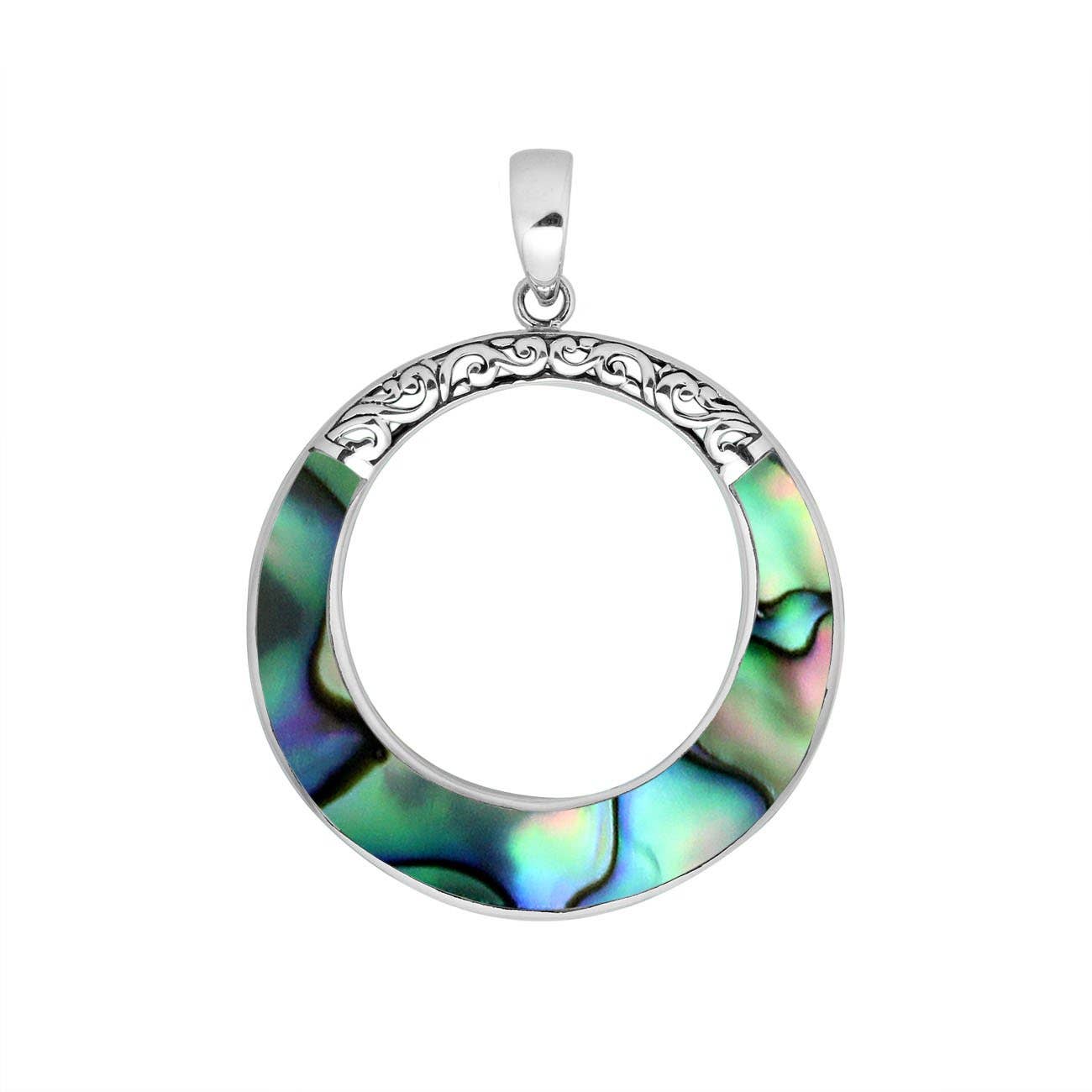 Sterling Silver Round Shape Pendant with Abalone Shell