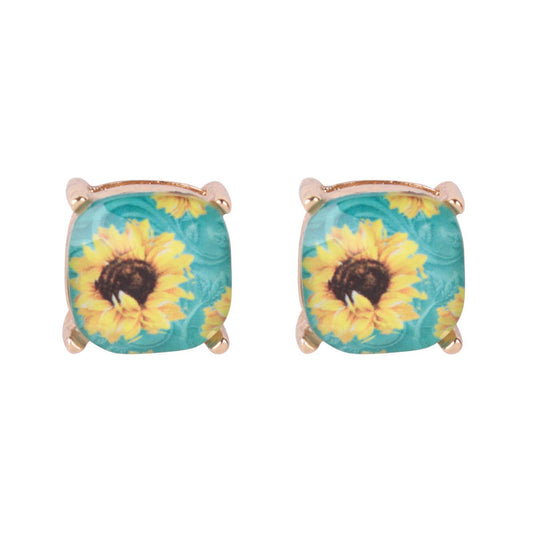 SUNFLOWER EPOXY STUD EARRINGS