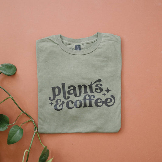 Plants & Coffee | Graphic Tee | Gifts for Plant Lovers: X-large / military green