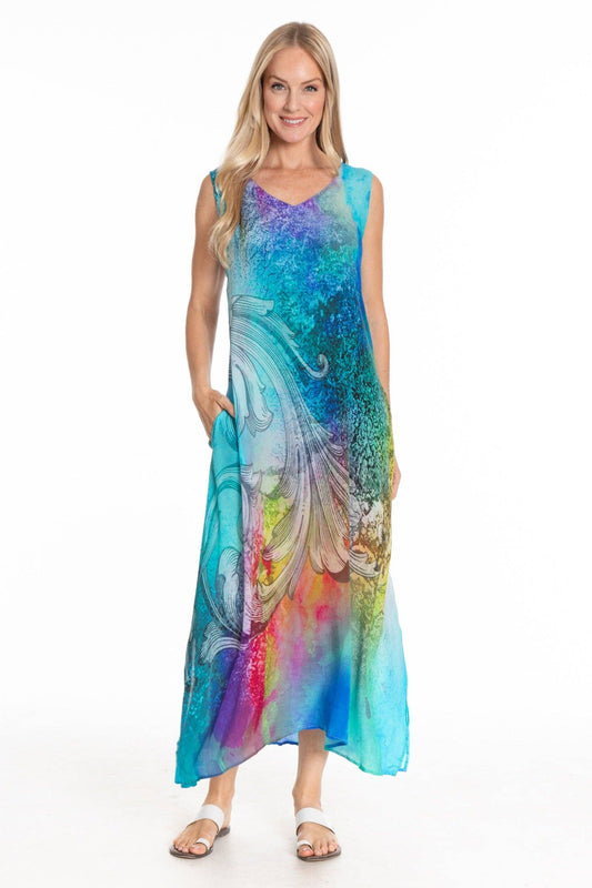 Paisley Pretty - Long V-Neck Tank Dress