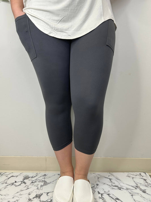 Charcoal Capri w/ Pockets