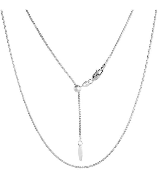 925 Sterling Silver Wheat Link Adjustable Chain Necklace