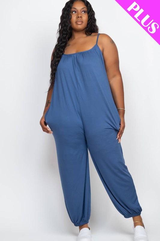 Plus Size Sleeveless Jogger Jumpsuit