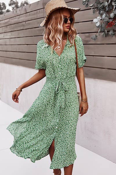 Buttoned floral Print Dress