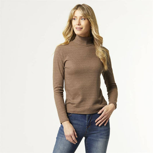 Hazel Long Sleeve Ribbed Mock Neck Top