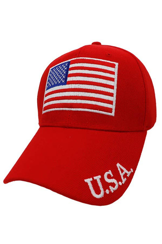 U.S.A Embroidered Six Panel Acrylic Velcro Back Baseball Cap