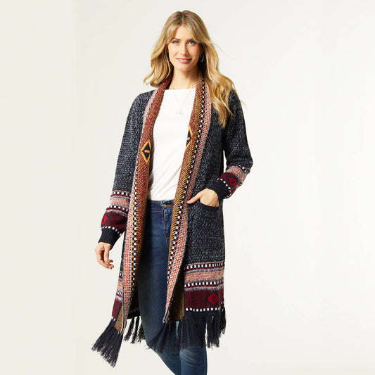 Dahlia Cardigan with Aztec Trim