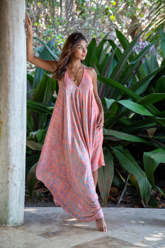 Gypsy Jumpsuit in Bermuda Peach Daisy with Pocket