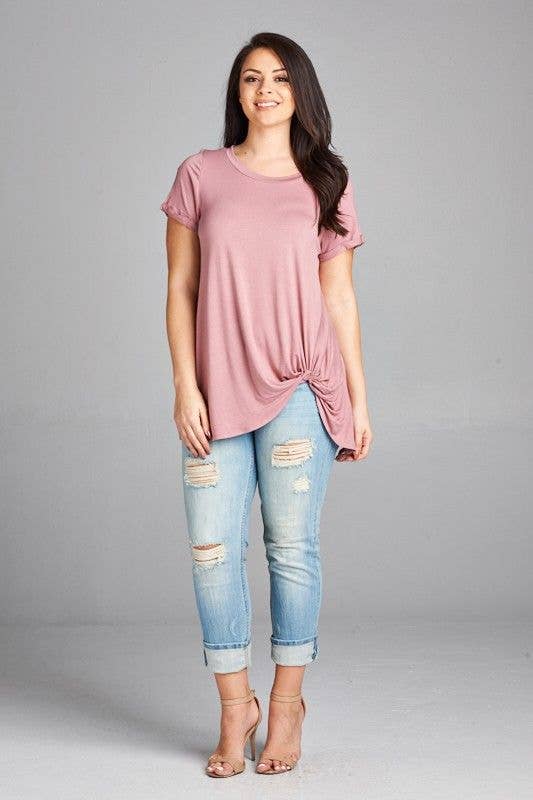 Solid Twist Tunic Top