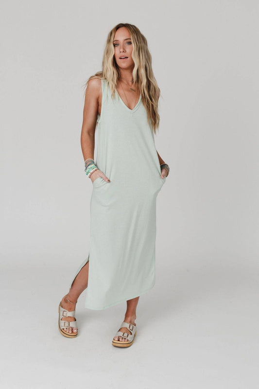 Forever Favorite Sleeveless Slit Maxi Dress - Light Sage