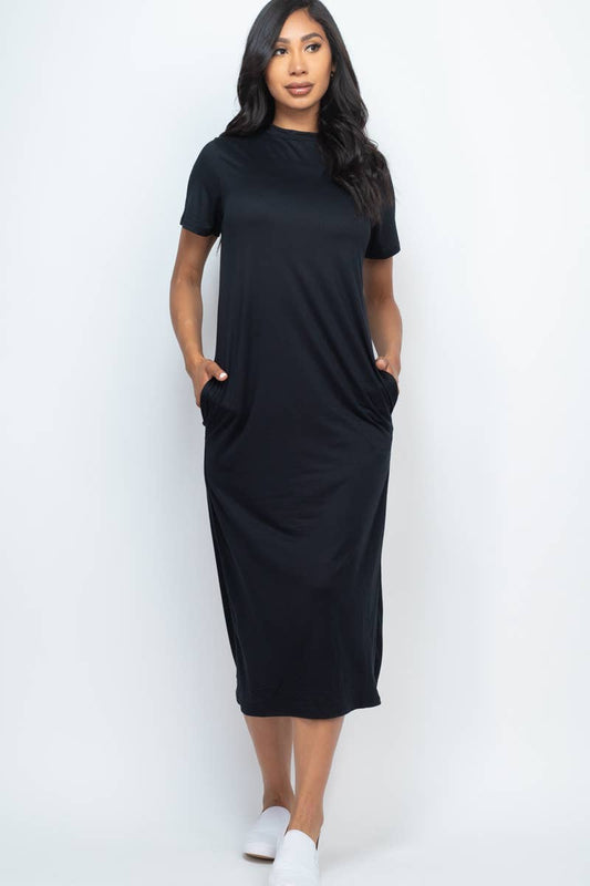 Side Pocket Tee Dress: M / Olive Branch