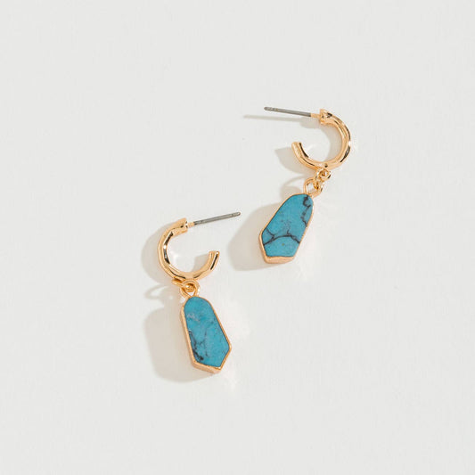 Stone Hoop Drop Earrings