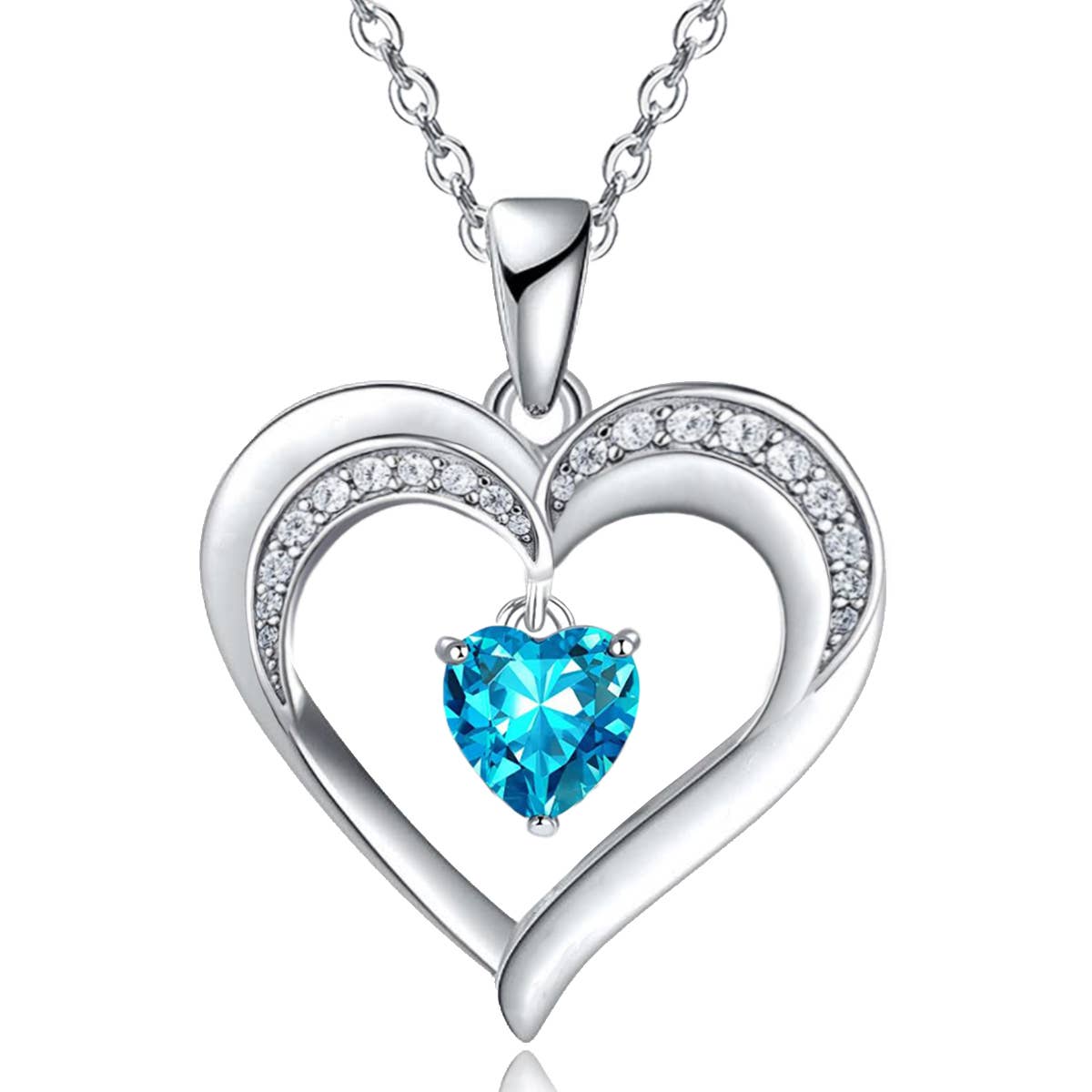 18k Platinum Filled Created Tanzanne Heart Pendant Necklace