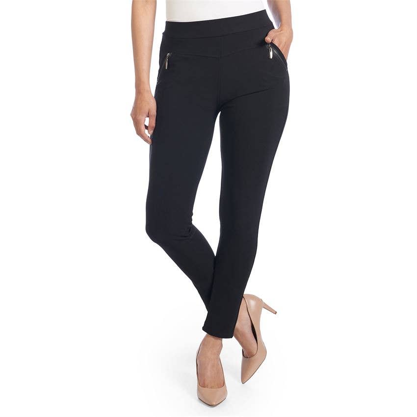 Jasmine Zip Pocket  Black Leggings -