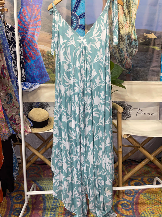 Premium Gypsy Jumpsuit in Sage Floral Silhouette