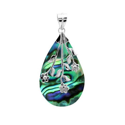 Sterling Silver Tear Drop Pendant with Pears Shape Abalone Shell