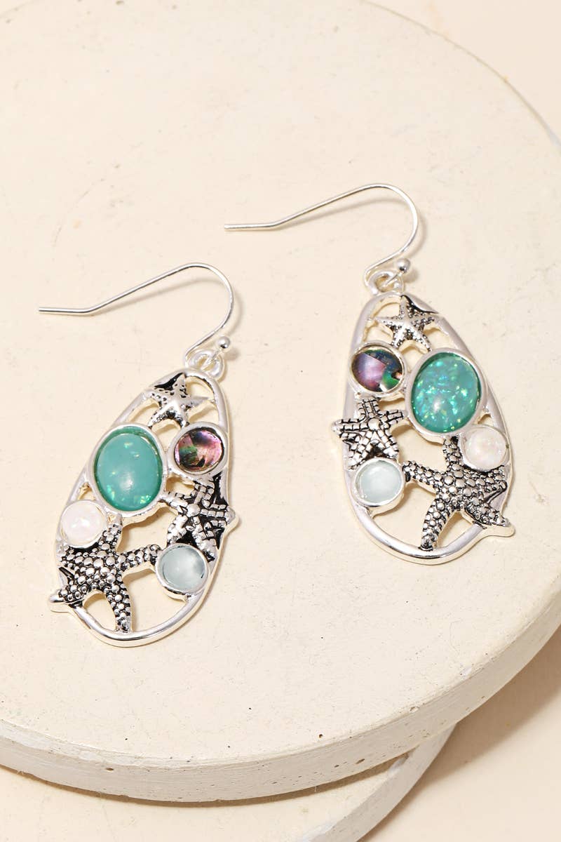 Opal Starfish Drop Earrings